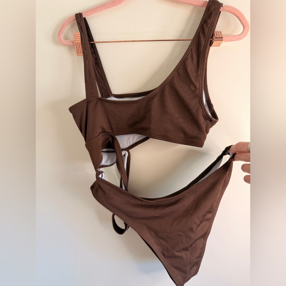 NWOT Brown Ribbed Women's Intimate Set - Picture 4 of 4